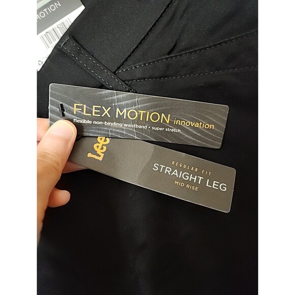 Lee Flex Motion Dress Pants Womens 14 Short Black Straight Leg Stretch NEW - Picture 4 of 10